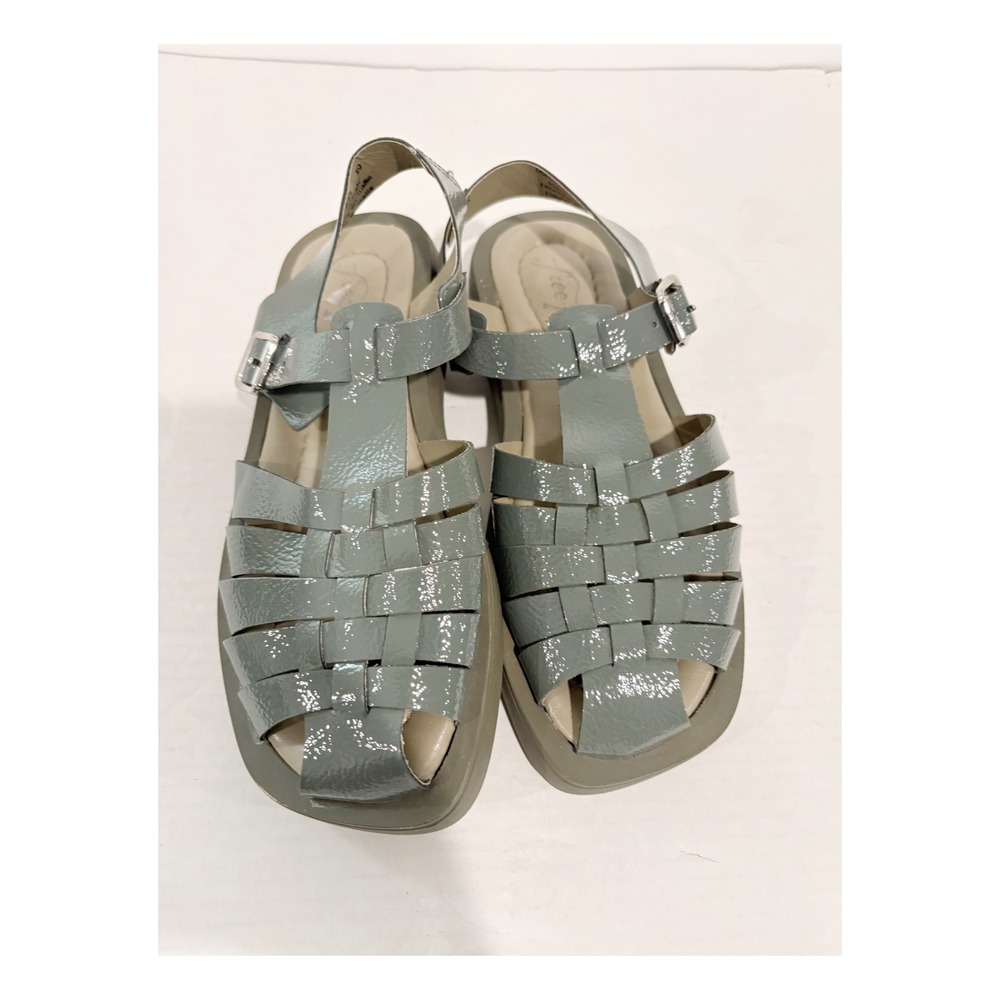 Free People Womens Fisherman Sandals Sage Green Glossy Leather Made in Italy 39